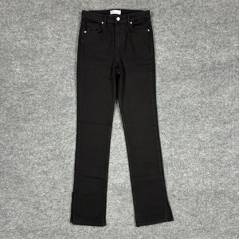 Zara Womens Skinny Jeans Size US 6 Black Denim Ankle Zip Stretch High Rise